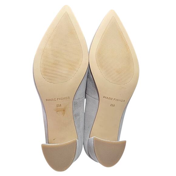 Marc Fisher Claire Gray Multi Suede Leather Pointed Toe Block Heel Pumps Size 8M - Picture 8 of 10